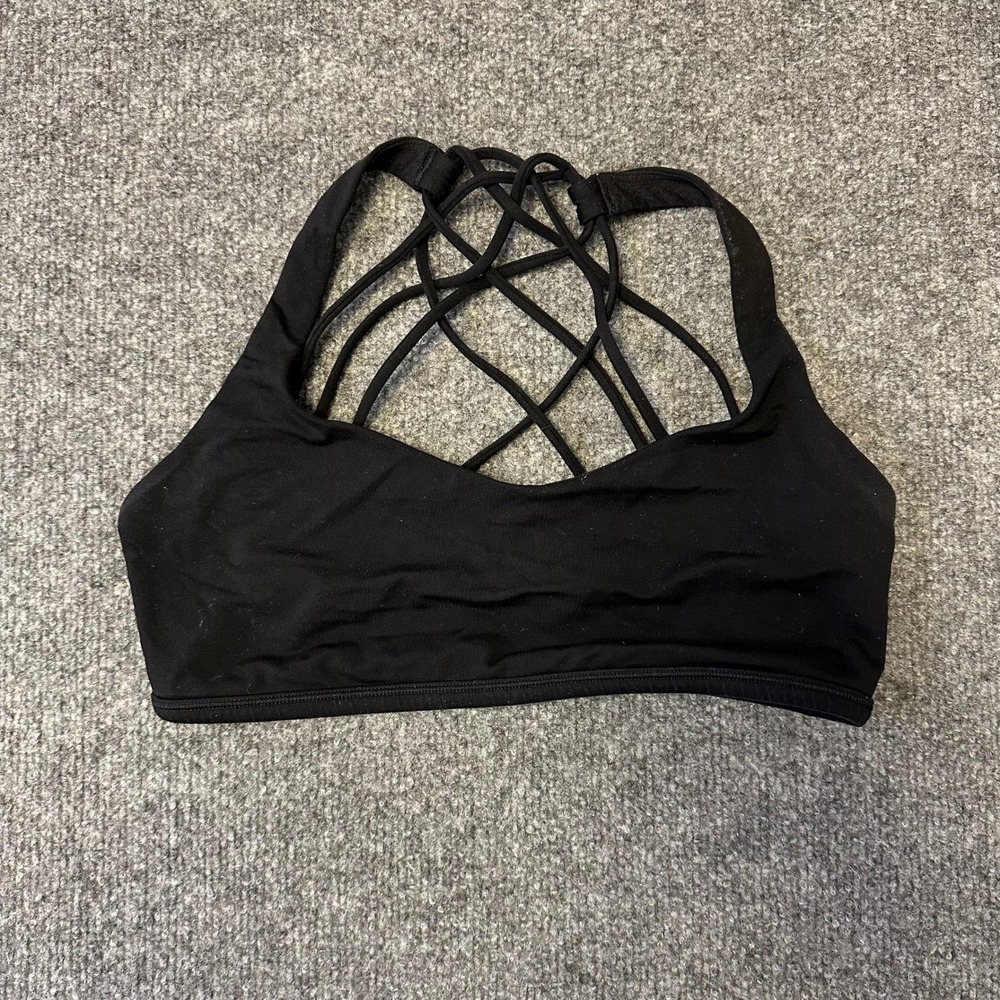 Lululemon Sports Bra Womens Size 8 Black Strappy Free To Be Wild Yoga Athletic